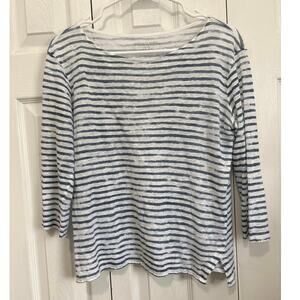 Majestic Filatures Linen Stripe Boatneck Tee Size 1 / XS